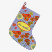 Oranje gele maffia Lila bloemen Grote Kerstsok (Voorkant (Hangend))