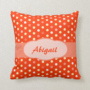 Oranje gele meisjes abigail naam polka stip kussen