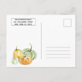 Oranje gele mijnpompoen Halloween party Uitnodiging Briefkaart (Achterkant)