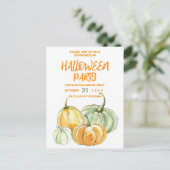 Oranje gele mijnpompoen Halloween party Uitnodiging Briefkaart (Staand voorkant)