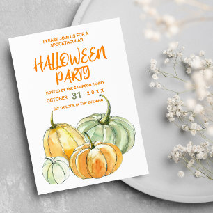 Oranje gele mijnpompoen Halloween party Uitnodiging Briefkaart