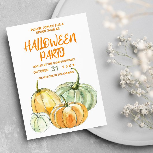 Oranje gele mijnpompoen Halloween party Uitnodiging Briefkaart
