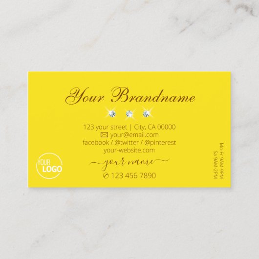 Oranje Gele Mousserende Ruiten met Logo Visitekaartje (Achterkant)