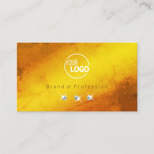 Oranje Gele Mousserende Ruiten met Logo Visitekaartje (Voorkant)
