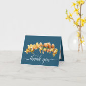 Oranje gele orchideeën cyaan achtergrond Dank u Kaart (Gele Bloem)