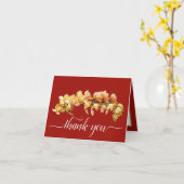 Oranje gele orchideeën rode achtergrond Dank u Kaart (Gele Bloem)
