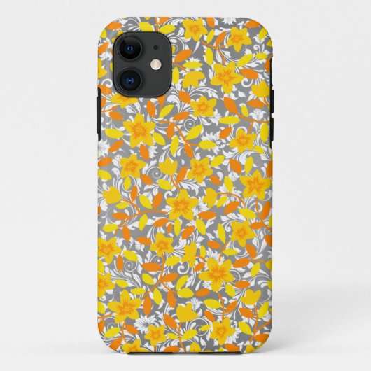 Oranje gele patronen van bloemen Case-Mate iPhone case (Achterkant)