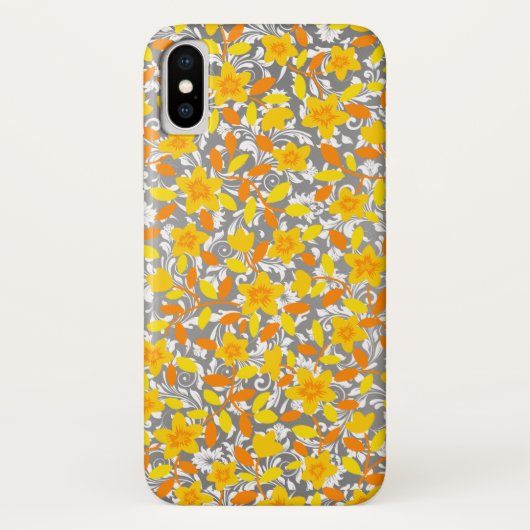Oranje gele patronen van bloemen Case-Mate iPhone case (Achterkant)