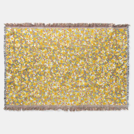 Oranje gele patronen van bloemen deken (Voorkant)