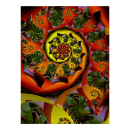 Oranje Gele Psychedelische Spiraal Perfect Poster