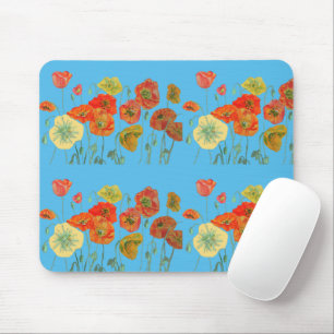 Oranje gele rode papavers bloemen bloemen Muismat