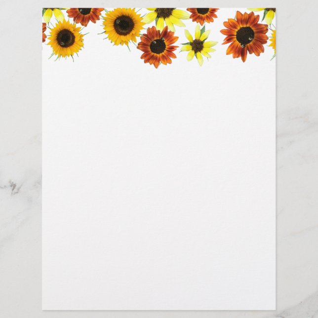 Oranje Gele Rode Zonnebloemen Letterhead (Voorkant)