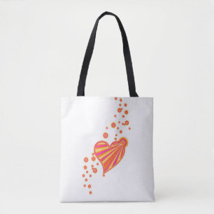 Oranje gele roze regenbooghartslag met sterren tote bag