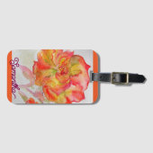 Oranje Gele Roze Waterverf Schilderen Canvas tas Bagagelabel (Voorkant (horizontaal))