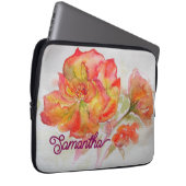 Oranje Gele Roze Waterverf Schilderij Bloemen Laptop Sleeve (Voorkant Rechts)
