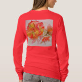 Oranje Gele Roze Waterverf Schilderij Bloemen T-shirt (Achterkant)