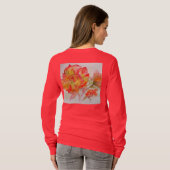 Oranje Gele Roze Waterverf Schilderij Bloemen T-shirt (Achterkant volledig)