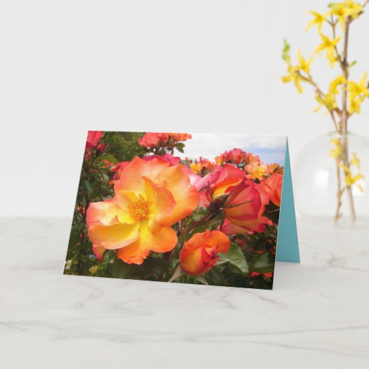 Oranje gele rozen bloemen Bloembloemen Birthday Ka Kaart (Gele Bloem)