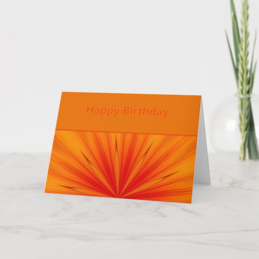 Oranje Gele Starburst Happy Birthday Kaart (Voorkant)