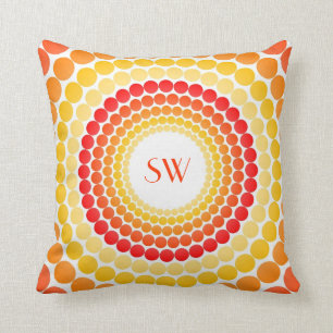 Oranje Gele Stippen Monogram Sierkussen