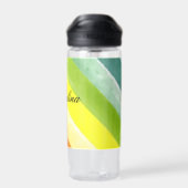 Oranje gele streep waterverf naam school waterfles (Achterkant)