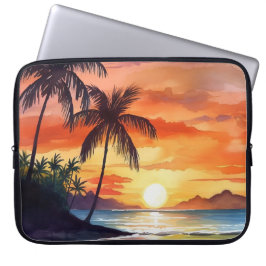 ORANJE & GELE TROPISCHE ZONSONDERGANG OP HET STRAN LAPTOP SLEEVE