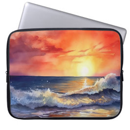 ORANJE & GELE TROPISCHE ZONSONDERGANG OP HET STRAN LAPTOP SLEEVE
