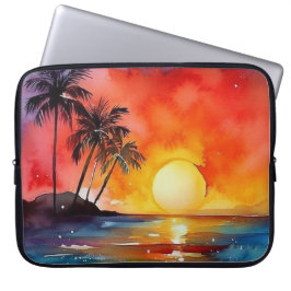 ORANJE & GELE TROPISCHE ZONSONDERGANG OP HET STRAN LAPTOP SLEEVE