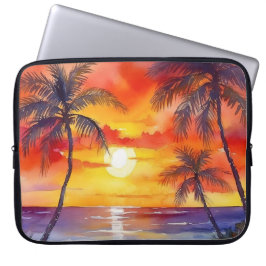 ORANJE & GELE TROPISCHE ZONSONDERGANG OP HET STRAN LAPTOP SLEEVE