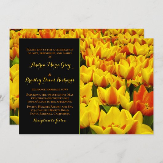 Oranje gele tulpen Weddenschap Kaart (Voorkant / Achterkant)