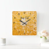 Oranje gele unisex vierkante klok (Huis)