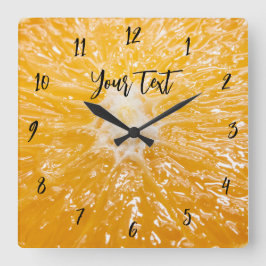 Oranje gele unisex vierkante klok