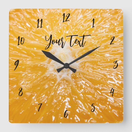 Oranje gele unisex vierkante klok (Voorkant)