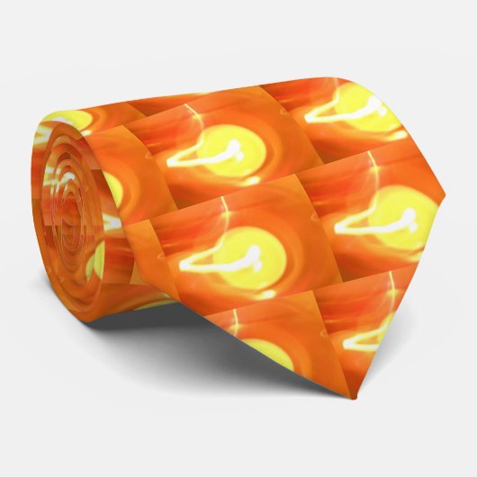 Oranje gele-vlamkaars Licht, Kunst Stropdas (Opgerold)
