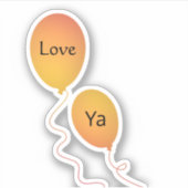 Oranje gele vliegende liefde Ya Balloons String Sticker (Voorkant)
