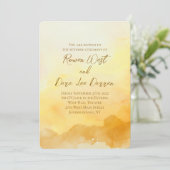 Oranje Gele Waterverf Ombre Schilderij Huwelijk Kaart (Staand voorkant)