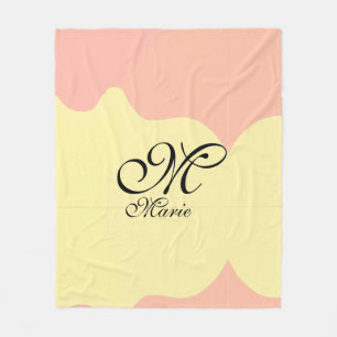 Oranje gele waterverf retro Voeg uw monogram toe Fleece Deken