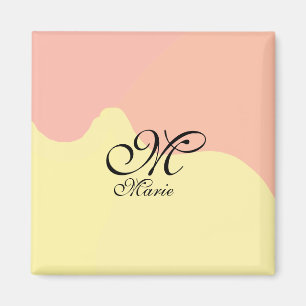 Oranje gele waterverf retro Voeg uw monogram toe Magneet