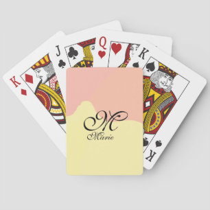 Oranje gele waterverf retro Voeg uw monogram toe Pokerkaarten