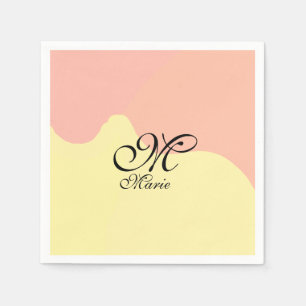 Oranje gele waterverf retro Voeg uw monogram toe Servet