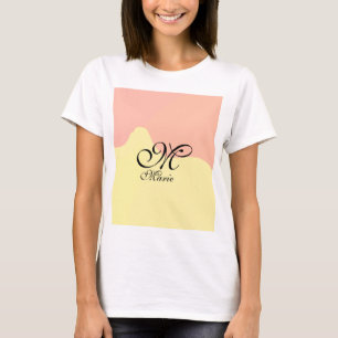 Oranje gele waterverf retro Voeg uw monogram toe T-shirt
