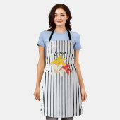 Oranje Gele Witte Bloemen op Zwart-wit Schort (Gedragen)