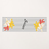 Oranje Gele Witte Bloemen op Zwart-wit Yogamat (Voorkant (horizontaal))