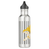 Oranje gele witte bloemen op zwarte strepen waterfles  (Links)