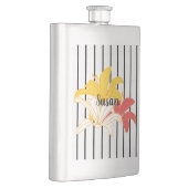 Oranje gele witte bloemen op zwarte stripkolf flacon (Rechts)