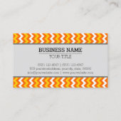 Oranje gele witte Chevron Zigzag Monogram Visitekaartje (Achterkant)