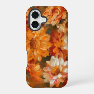 ORANJE GELE WITTE HERFST ANEMONE PAPAVER BLOEMEN iPhone 16 HOESJE