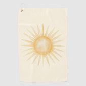 Oranje Gele Zon Golfhanddoek (Voorkant)