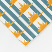 Oranje Gele Zon op Blauwgroen Stripes Fleece Deken (Hoek)