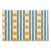 Oranje Gele Zon op Blauwgroen Stripes Kussensloop (Achterkant-Rechts)